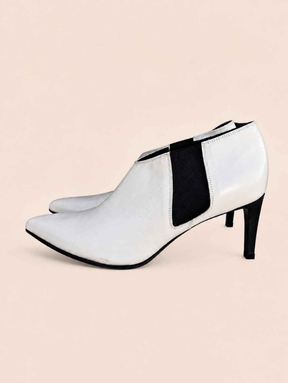 Rag & Bone BEHA Chelsea Booties 38 US 8.5 Ivory Leather Stiletto Heels - Picture 4 of 15